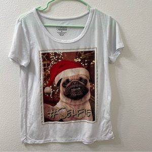 Freeze Christmas pug selfie shirt white medium